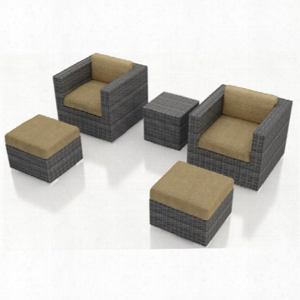 Harmonia Living District 5 Piece Patio Lounge Set In Heather Beige