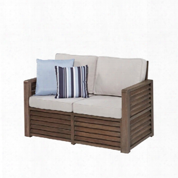 Home Styles Barnside Patio Loveseat With Pillows In Distressed Oak