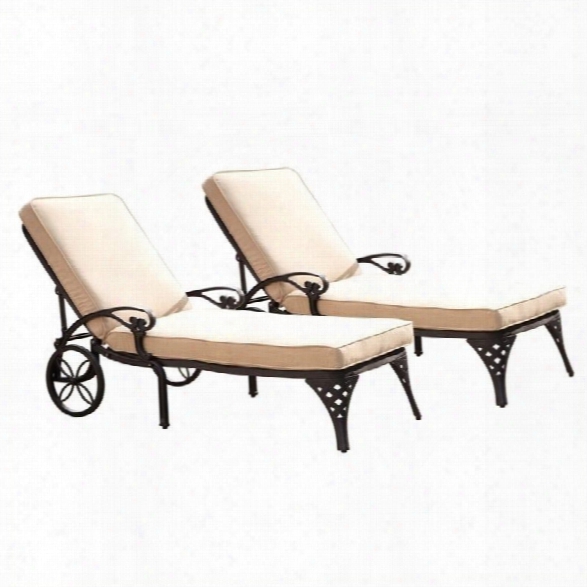 Home Styles Biscayne Black Chaise Lounge Chairs Set Of 2 Taupe Cushions