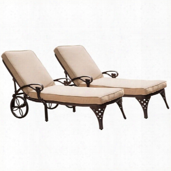 Home Styles Biscayne Outdoor Chaise Lounge Chair In Bronze With Cushion (set Of 2)