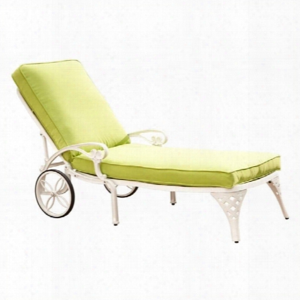 Home Styles Biscayne White Chaise Lounge Chair Green Apple Cushion