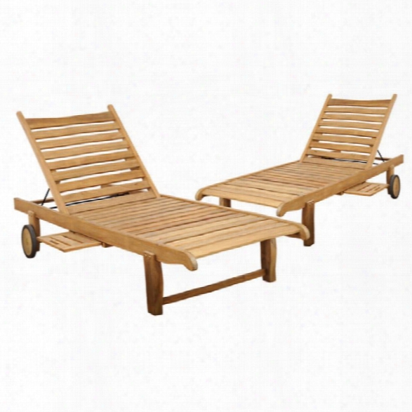 International Home Cairo Teak Chaise Lounge In Light Brown (set Of 2)