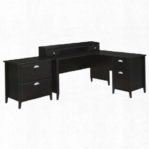 Kathy Ireland By Bush Connecticut 3 Piece Office Set In Black Suede Oak