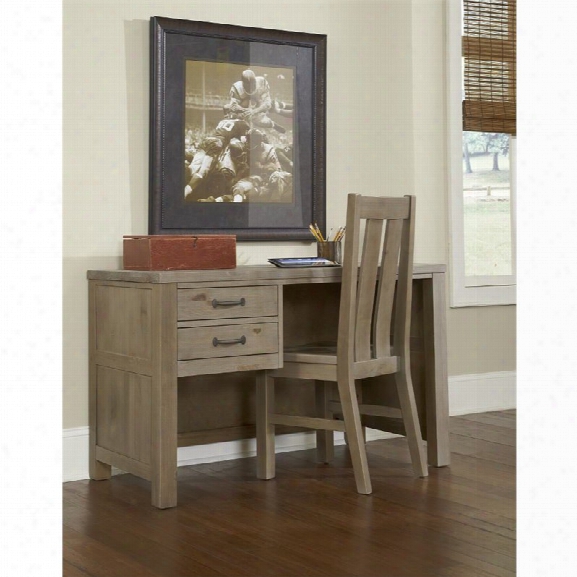 Ne Kids Highlands 2 Drawer Writing Desk With Chair In Driftwood