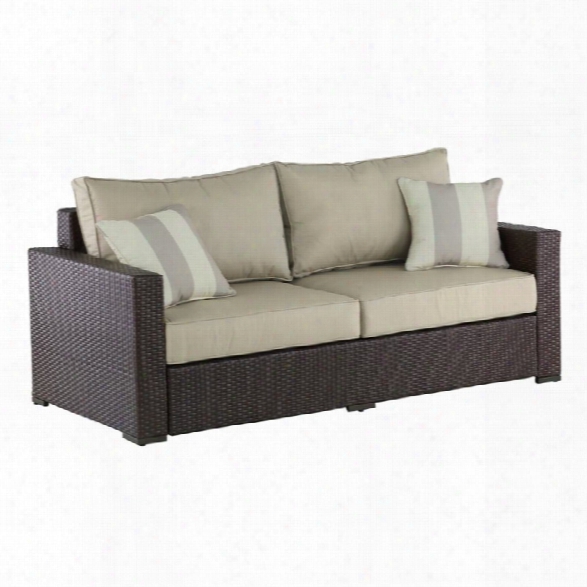 Serta Laguna Wicker Patio Sofa With Cushions In Brown