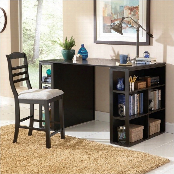 St Eve Silver Company Bradford Writing Desk In Rich Multi-step Black