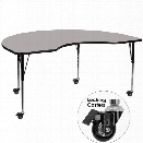 Flash Furniture 31 x 96 Kidney-Shaped High Pressure Top Mobile Activity Table in Gray