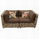 TKC Cape Cod Patio Wicker Loveseat in Dark Brown