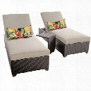 TKC Classic 2 Wicker Patio Lounges With Side Table in Beige