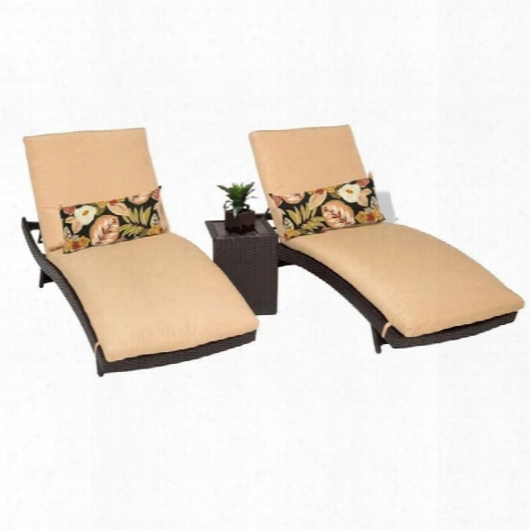 Tkc Bali 2 Wicker Patio Lounges With Side Table In Sesame
