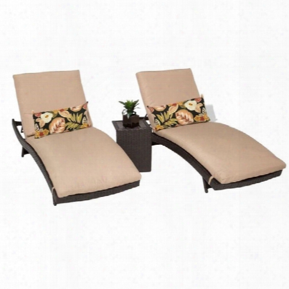 Tkc Bali 2 Wicker Patio Lounges With Side Table In Wheat