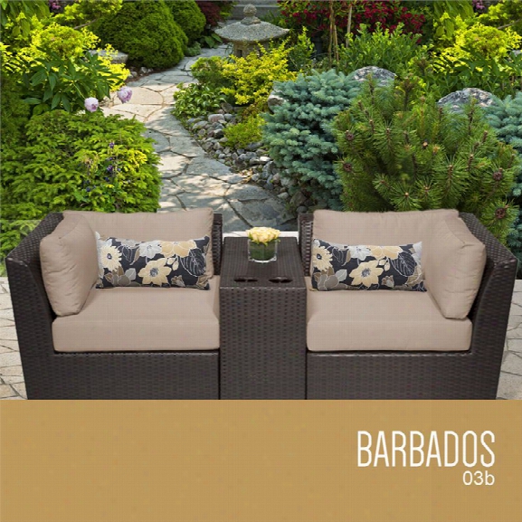 Tkc Barbados 3 Piece Patio Wicker Loveseat