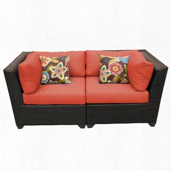 Tkc Barbados Patio Wicker Loveseat In Orange