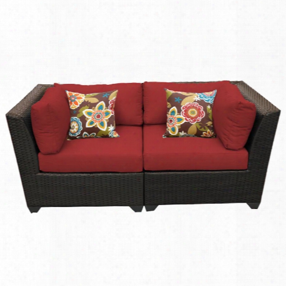 Tkc Barbados Patio Wicker Loveseat In Red