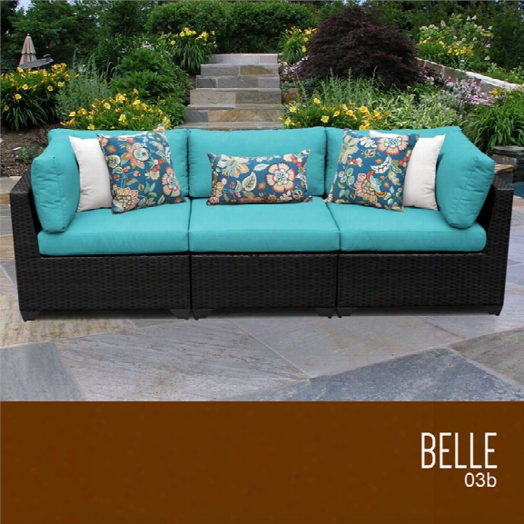 Tkc Belle 3 Piece Patio Wicker Sofa In Turquoise