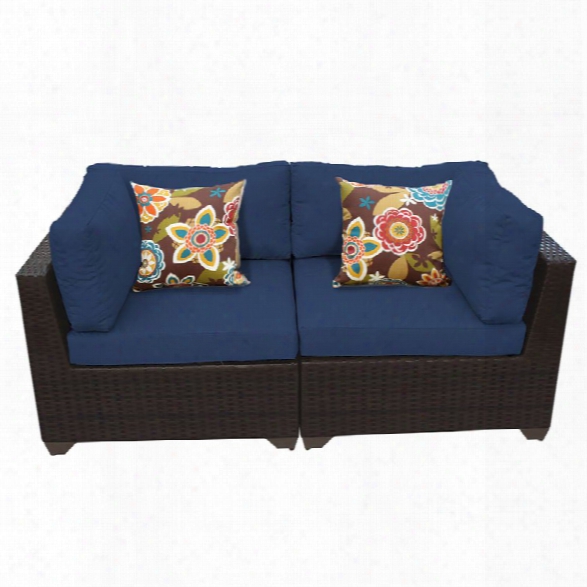 Tkc Belle Patio Wicker Loveseat In Navy