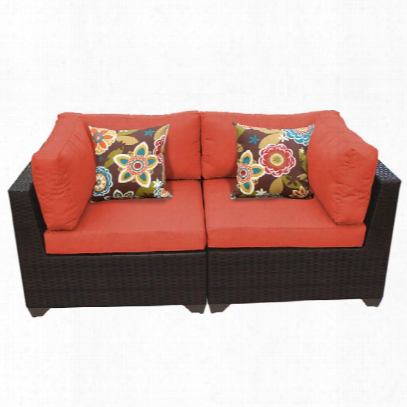 Tkc Belle Patio Wicker Loveseat In Orange