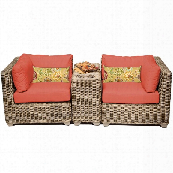 Tkc Cape Cod 3 Piece Patio Wicker Loveseat In Orange