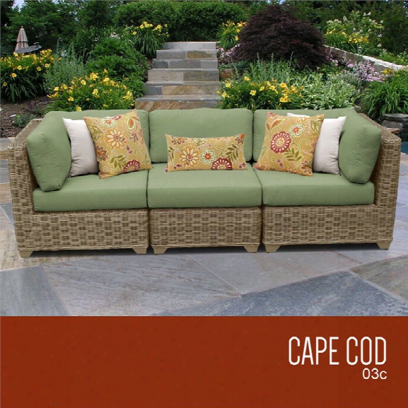 Tkc Cape Cod 3 Piece Patio Wicker Sofa In Green