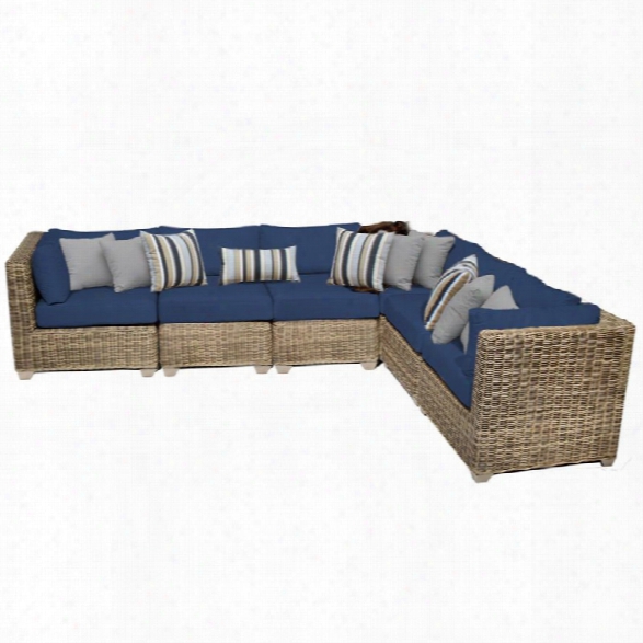 Tkc Cape Cod 6 Piece Patio Wicker Sectional In Navy