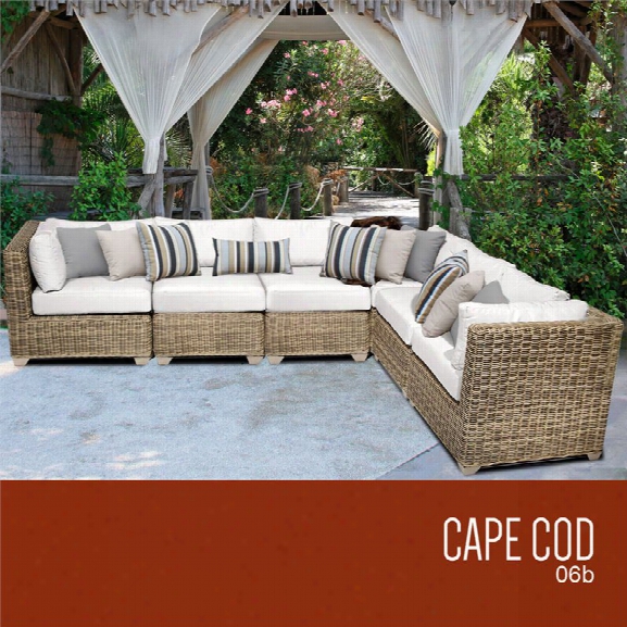 Tkc Cape Cod 6 Piece Patio Wicker Sectional In White