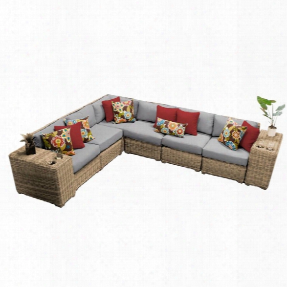 Tkc Cape Cod 8 Piece Patio Wicker Sectional In Gray