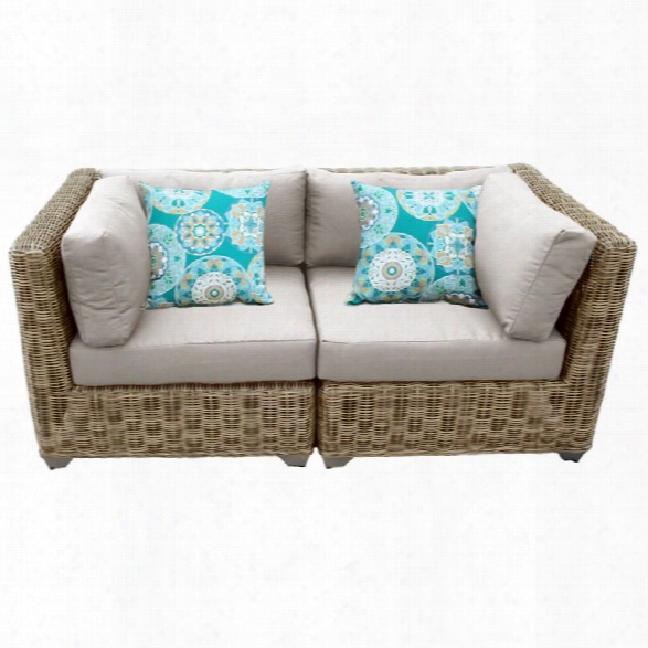 Tkc Cape Cod Patio Wicker Loveseat In Beige