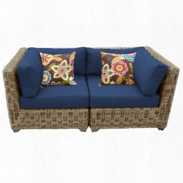 Tkc Cape Cod Patio Wicker Loveseat In Navy