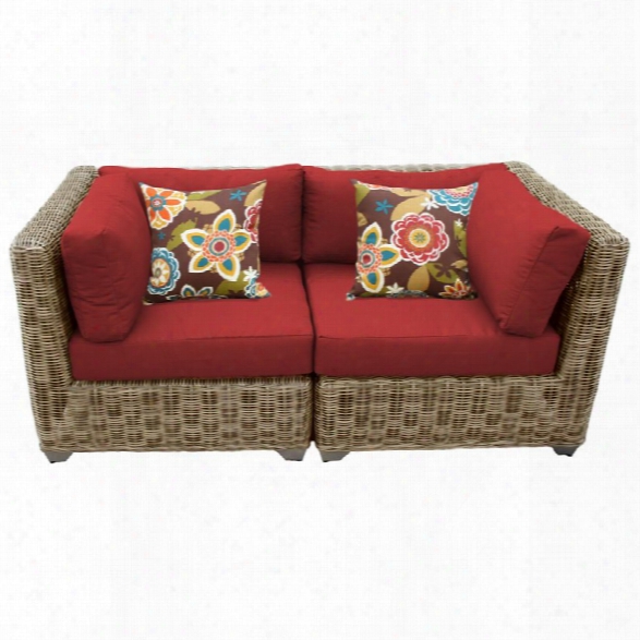 Tkc Cape Cod Patio Wicker Loveseat In Red