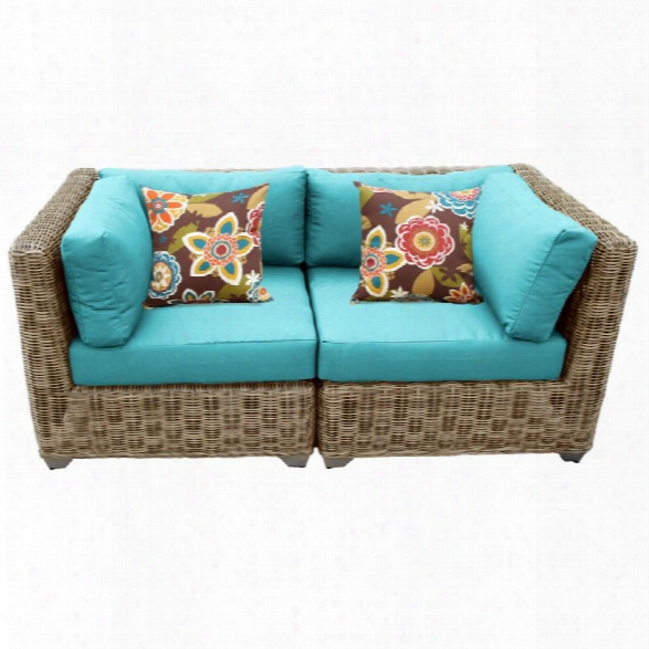 Tkc Cape Cod Patio Wicker Loveseat In Turquois E