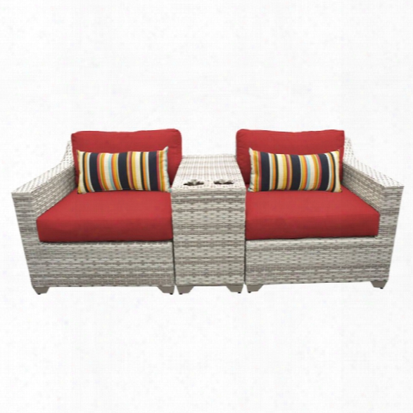 Tkc Fairmont 3 Piece Patio Wicker Loveseat In Red