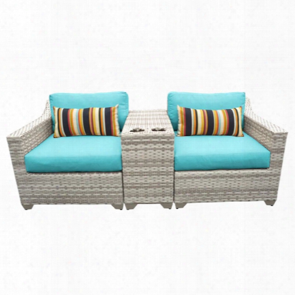 Tkc Fairmony 3 Piece Patio Wicker Loveseat In Turquoise