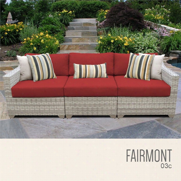 Tkc Fairmont 3 Piece Patio Wic Ker Sofa In Red