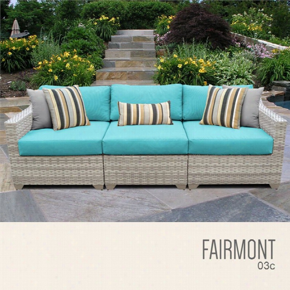 Tkc Fairmont 3 Piece Patio Wicker Sofa In Turquoise