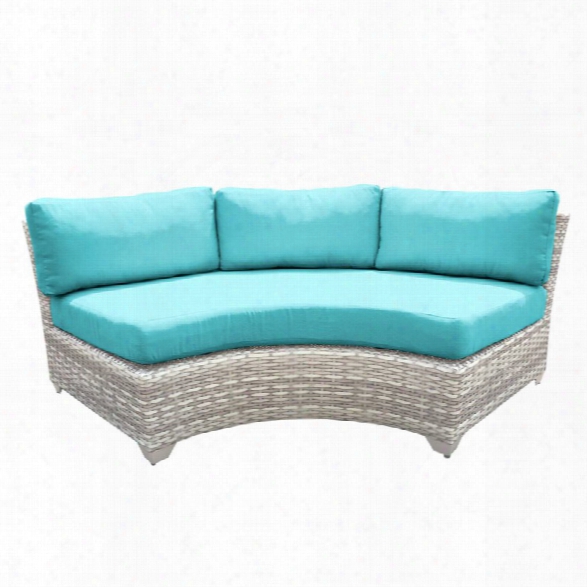 Tkc Fairmont Curved Armless Patio Sofa In Turquoise (set Of 2)