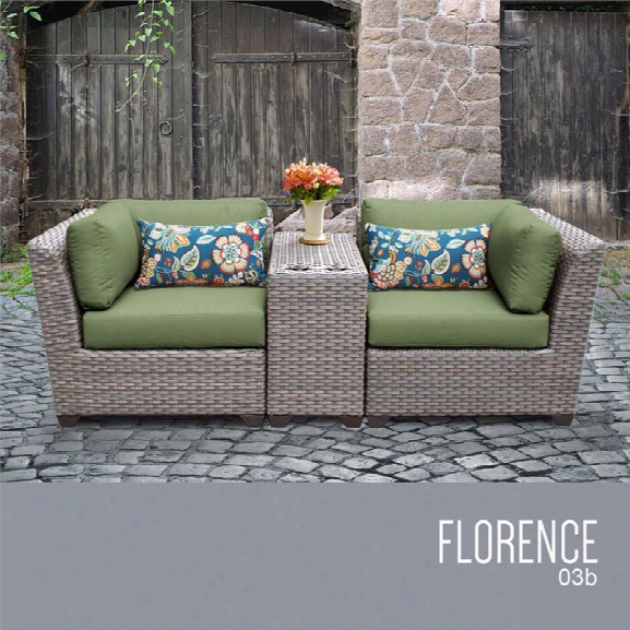 Tkc Florence 3 Piece Patio Wicker Loveseat In Green