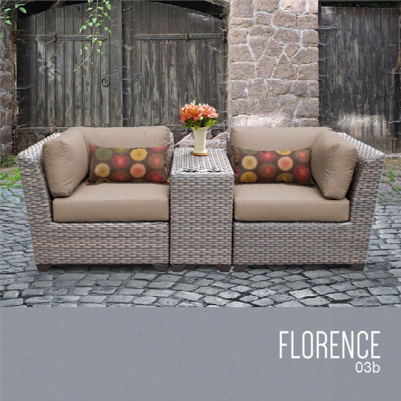 Tkc Florence 3 Piece Patio Wicker Loveseat In Wheat