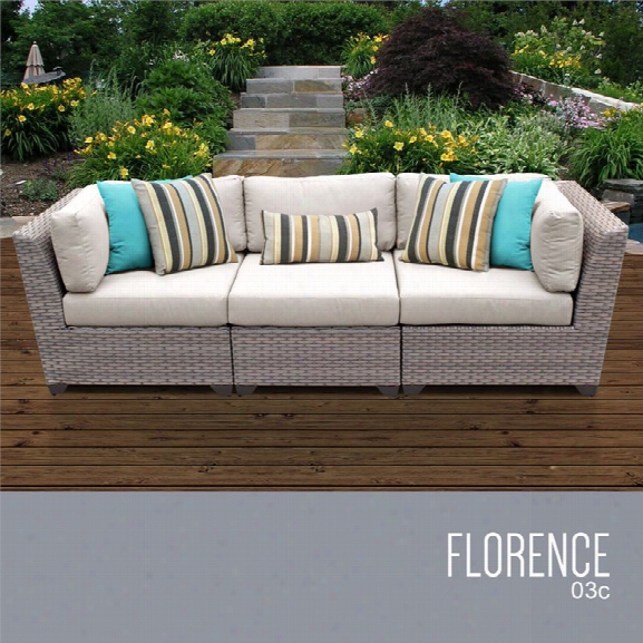 Tkc Florence 3 Piece Patio Wicker Sofa In Beige