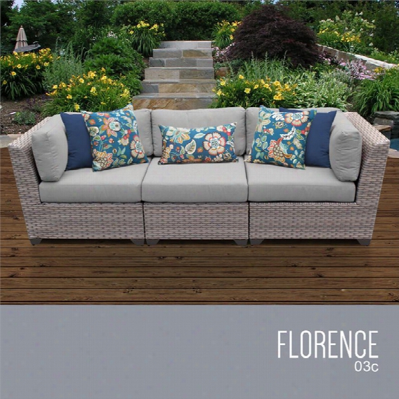 Tkc Florence 3 Piece Patio Wicker Sofa In Gray