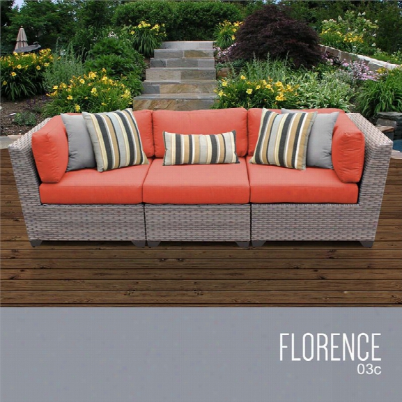 Tkc Florence 3 Piece Patio Wicker Sofa In Orange