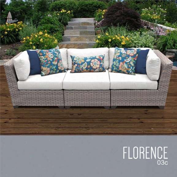 Tkc Florence 3 Piece Patio Wicker Sofa In White