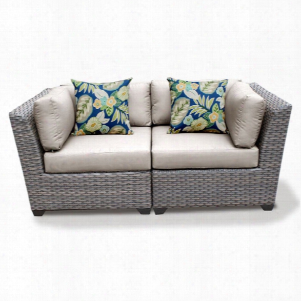 Tkc Florence Patio Wicker Loveseat In Beige