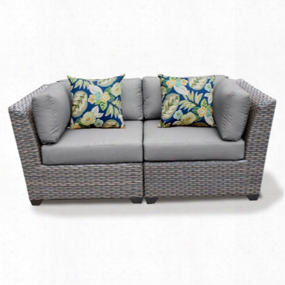 Tkc Florence Patio Wicker Loveseat In Gray