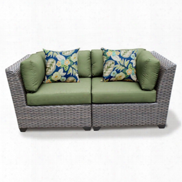 Tkc Florence Patio Wicker Loveseat In Green