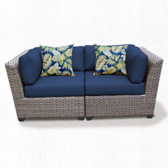 Tkc Florence Patio Wicker Loveseat In Navy