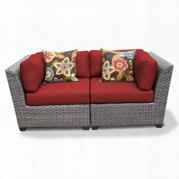 Tkc Florence Patio Wicker Loveseat In Red