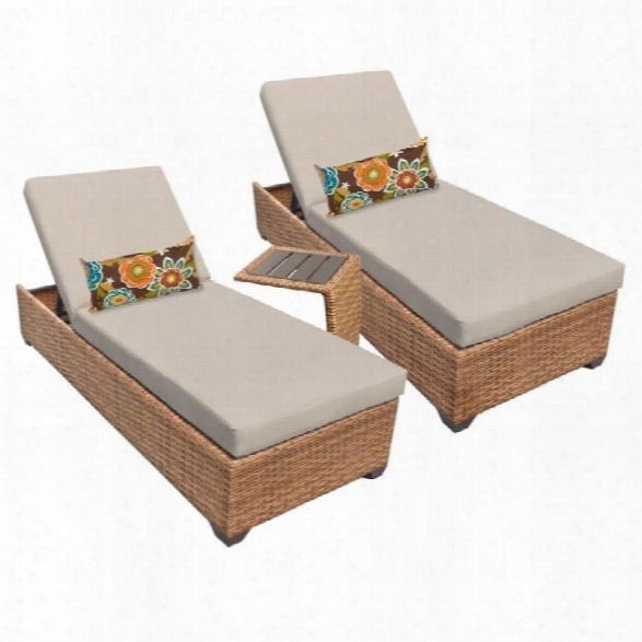 Tkc Laguna 2 Wicker Patio Lounges With Side Table In Beige