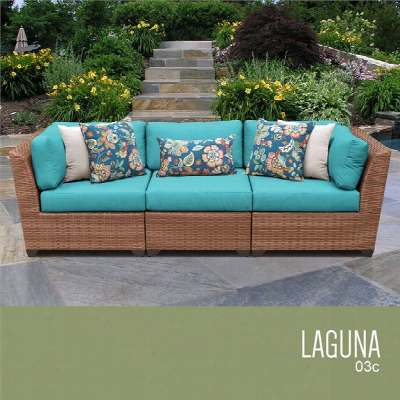 Tkc Laguna 3 Piece Patio Wicker Sofa In Turquoise