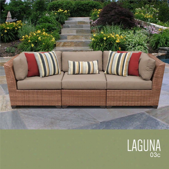 Tkc Laguna 3 Piece Patio Wicker Sofa In Wheat