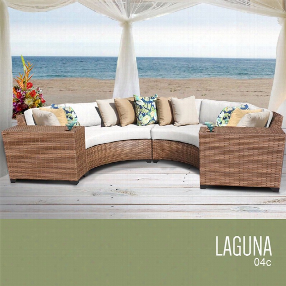 Tkc Laguna 4 Piece Patio Wicker Sectional In White